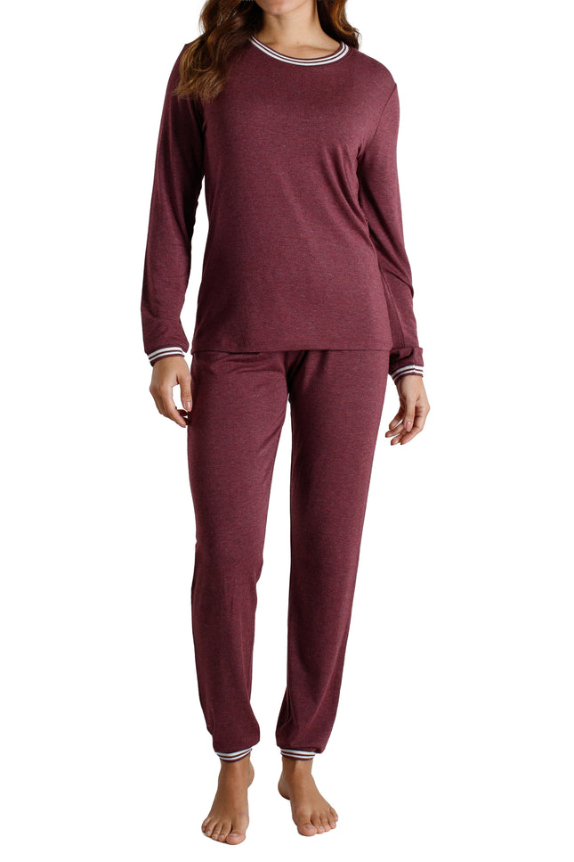 TOM TAILOR Damen Pyjama rot uni