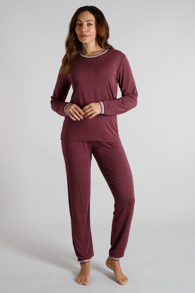 TOM TAILOR Damen Pyjama rot uni