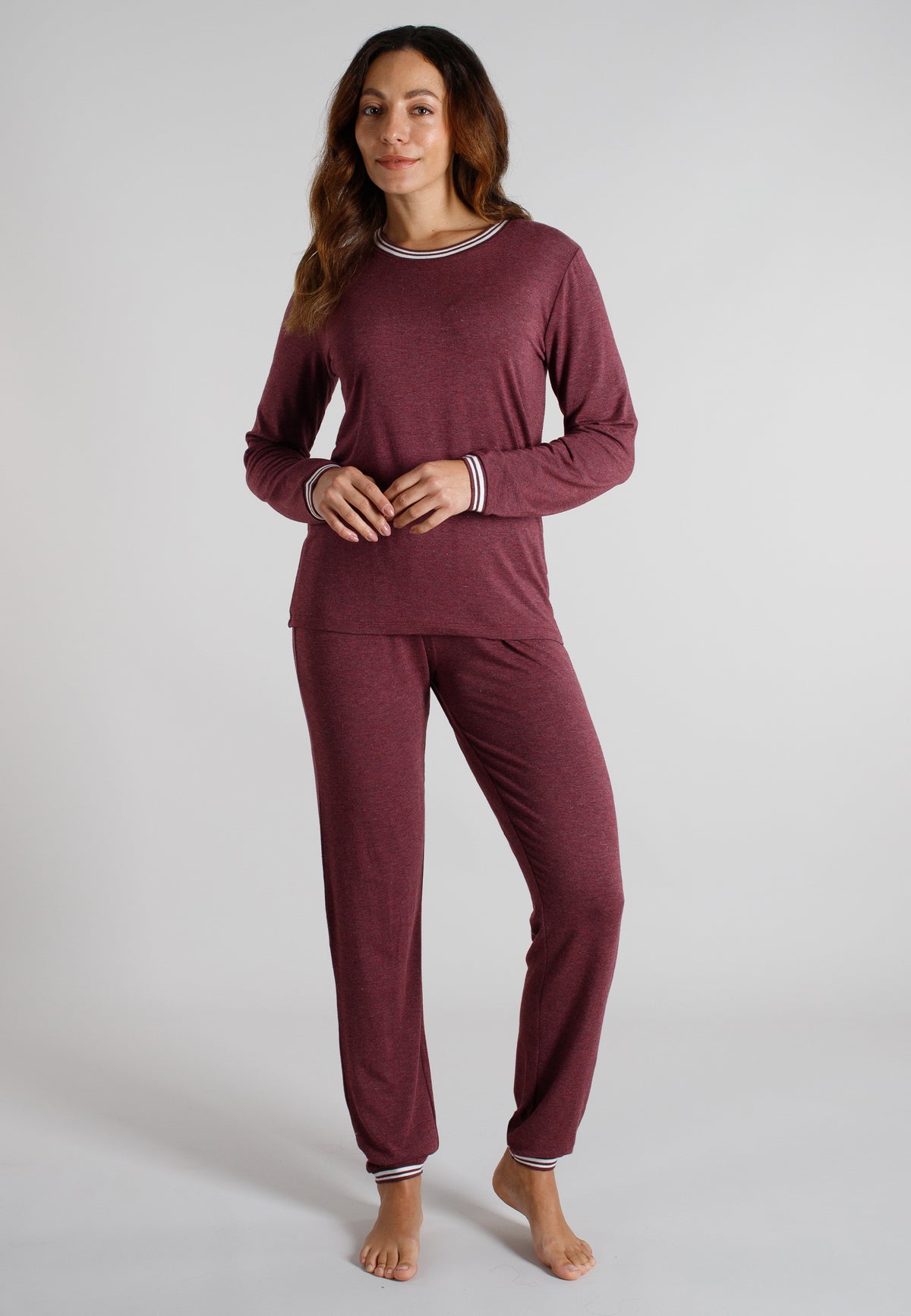 TOM TAILOR Damen Pyjama rot uni