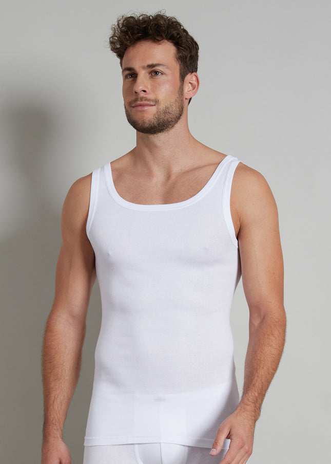 GÖTZBURG Herren Tank-Top weiß uni 4er Pack