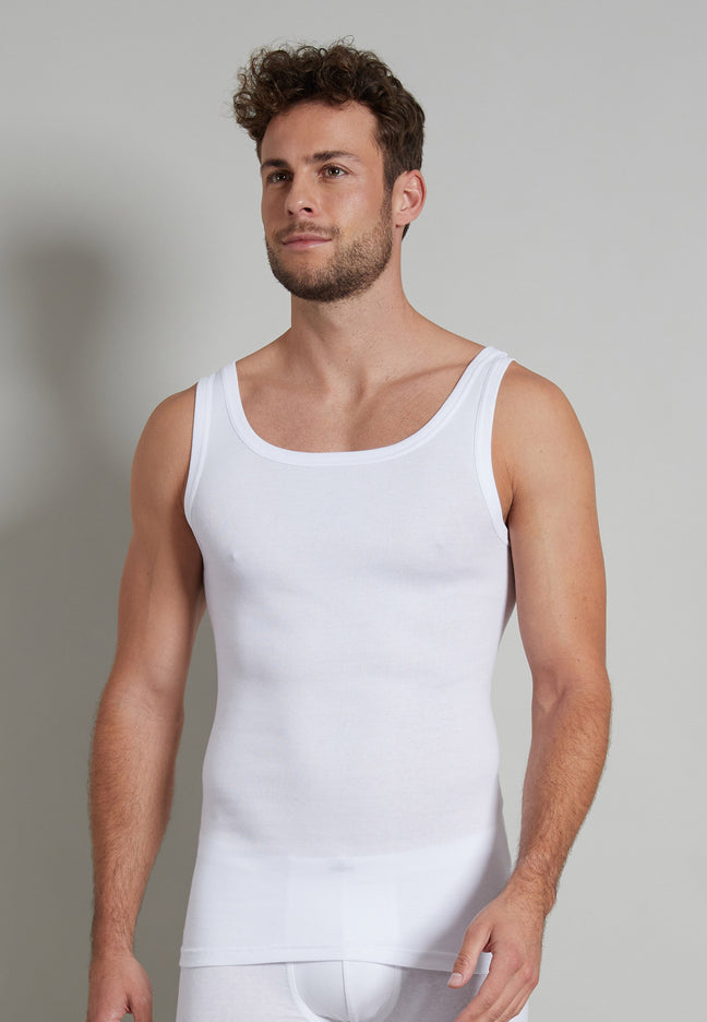 GÖTZBURG Herren Tank-Top weiß uni 4er Pack