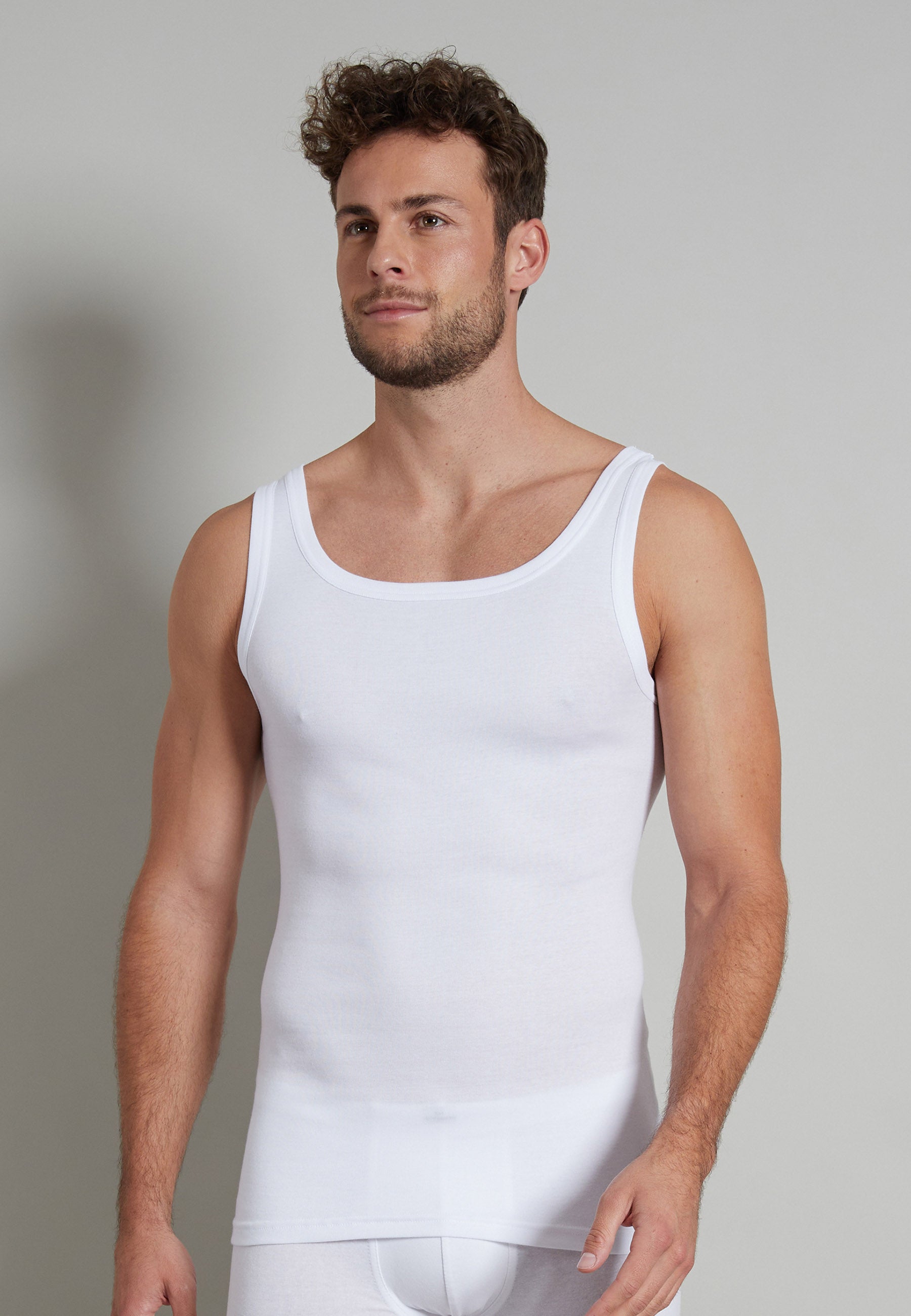 GÖTZBURG Herren Tank-Top weiß uni 4er Pack