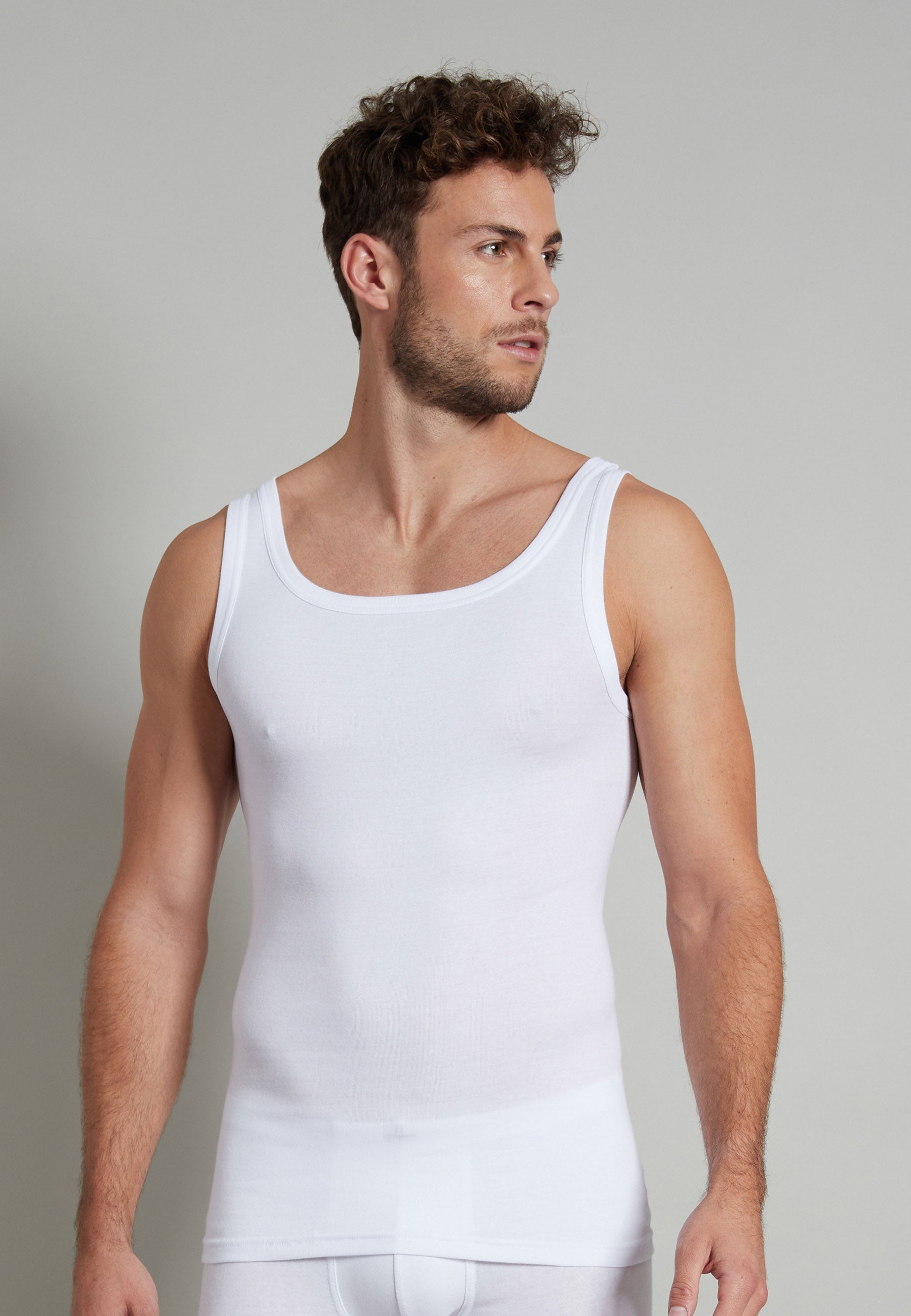 GÖTZBURG Herren Tank-Top weiß uni 4er Pack
