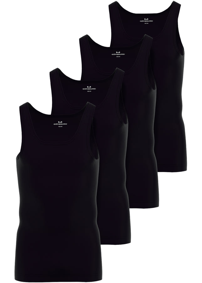 GÖTZBURG Herren Tank-Top schwarz uni 4er Pack