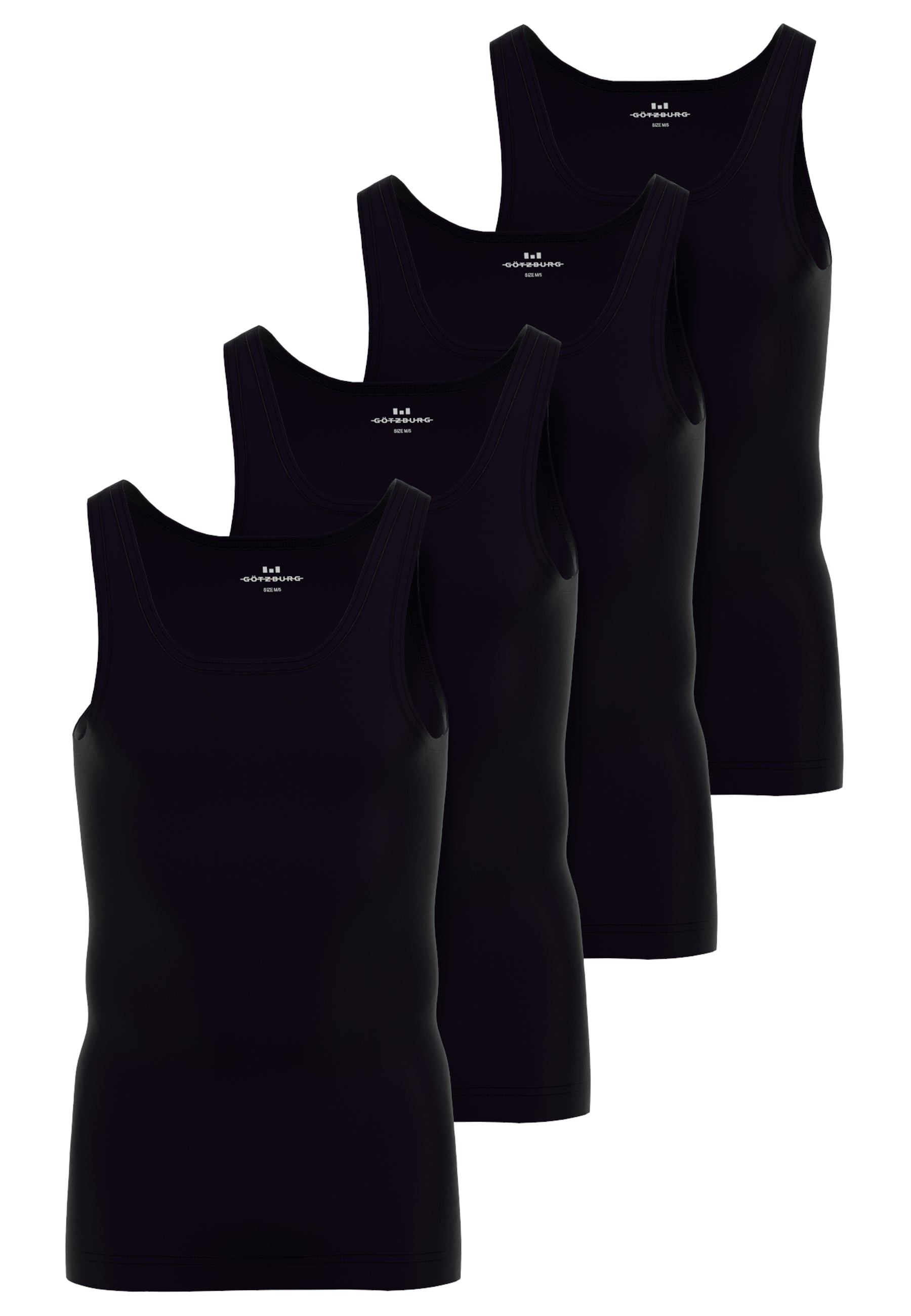 GÖTZBURG Herren Tank-Top schwarz uni 4er Pack