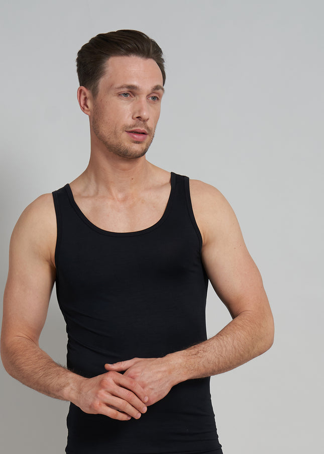 GÖTZBURG Herren Tank-Top schwarz uni 4er Pack