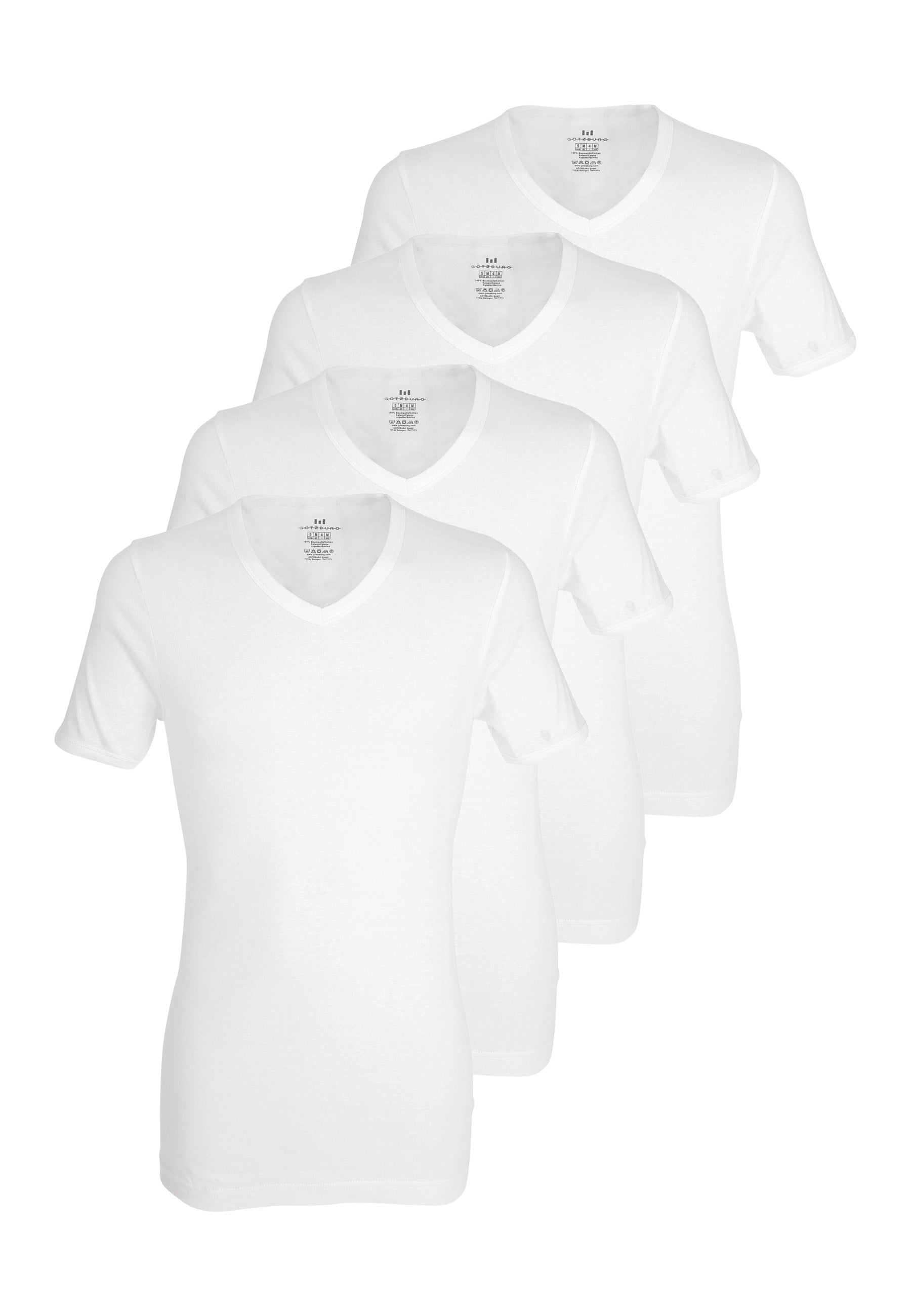 GÖTZBURG Herren T-Shirt weiß uni 4er Pack