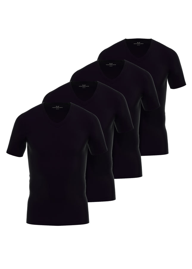 GÖTZBURG Herren T-Shirt schwarz uni 4er Pack