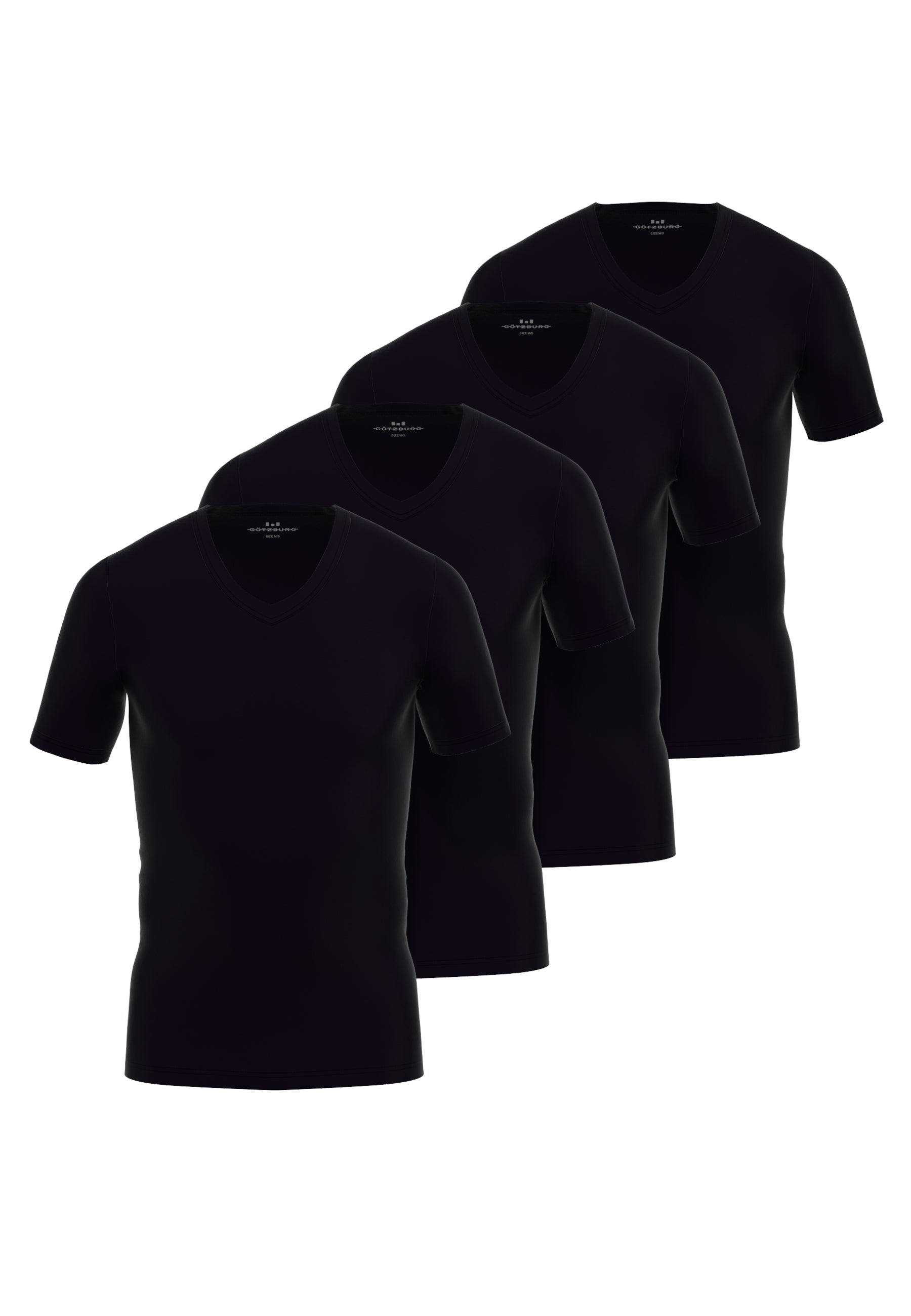 GÖTZBURG Herren T-Shirt schwarz uni 4er Pack