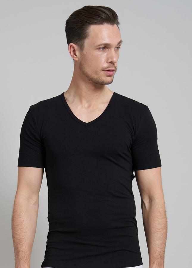 GÖTZBURG Herren T-Shirt schwarz uni 4er Pack
