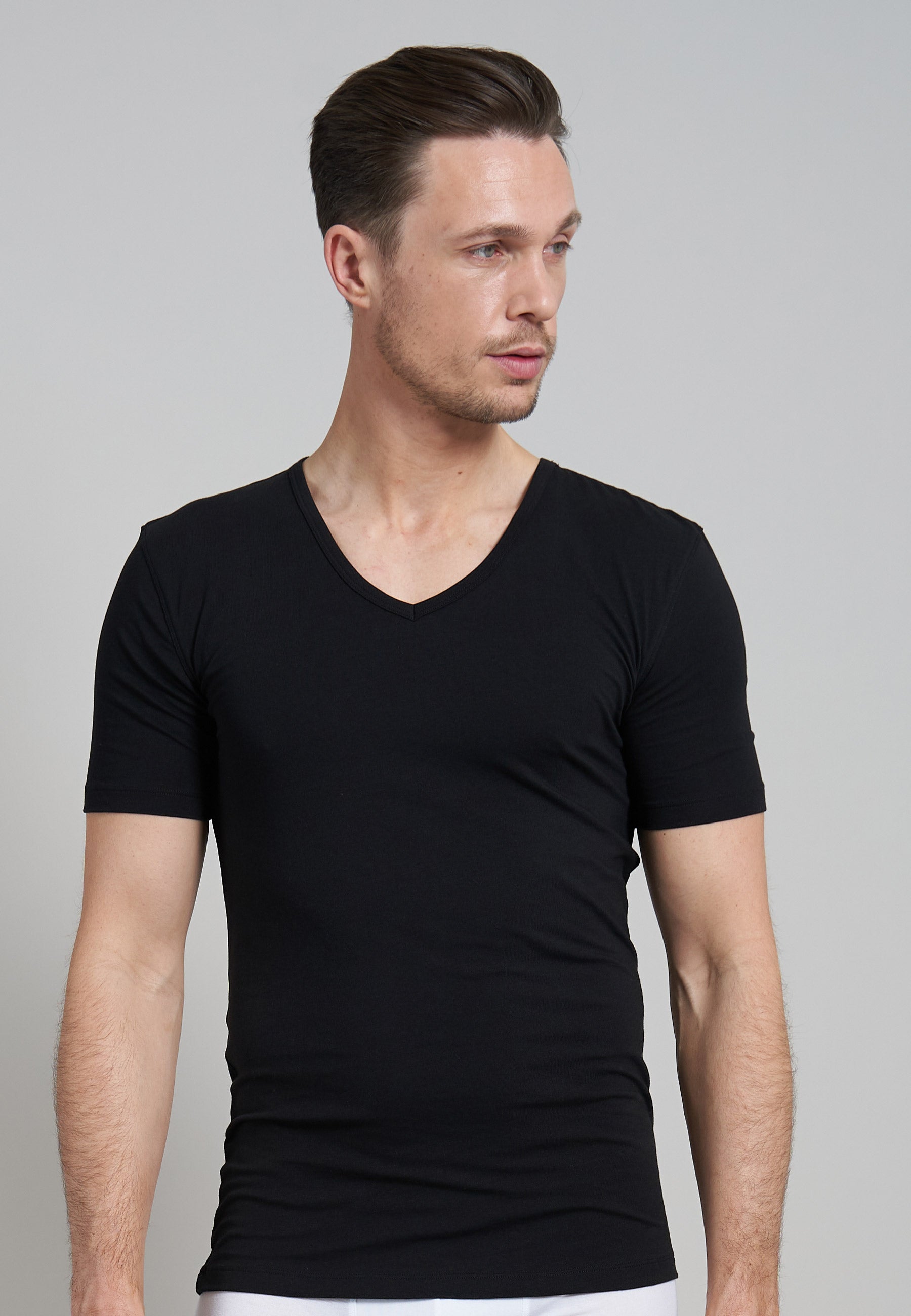 GÖTZBURG Herren T-Shirt schwarz uni 4er Pack