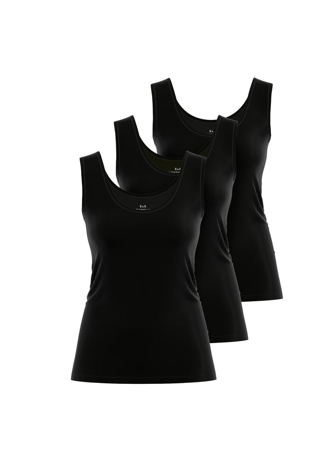 GÖTZBURG Damen Unterhemd schwarz uni 3er Pack