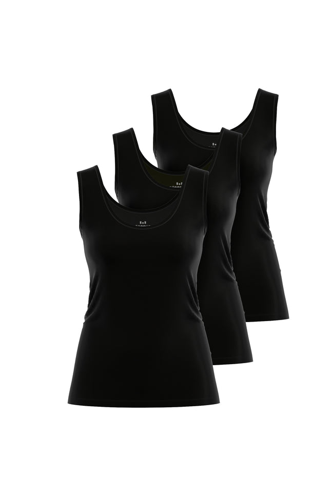 GÖTZBURG Damen Unterhemd schwarz uni 3er Pack