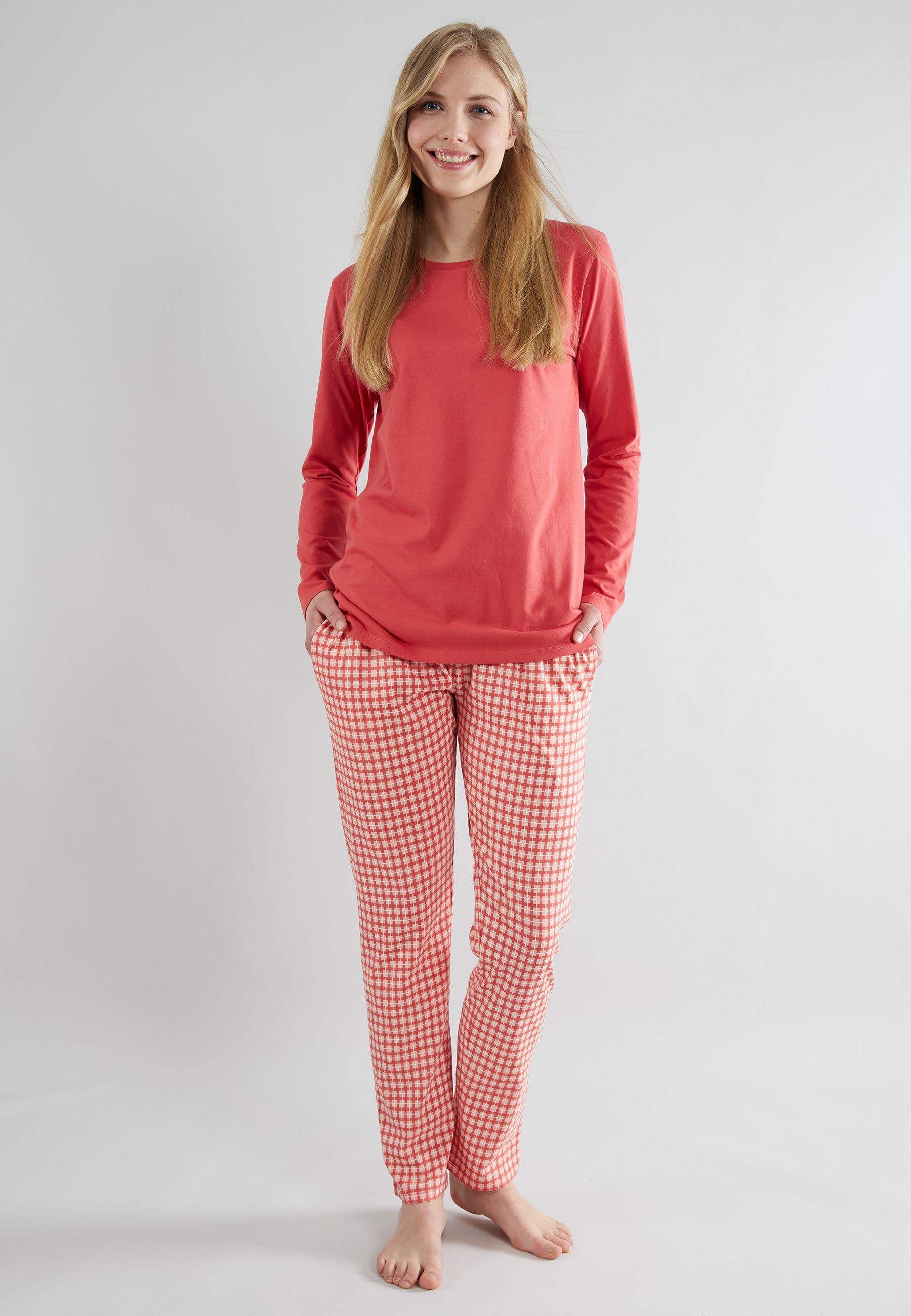 GÖTZBURG Damen Pyjama rot kariert