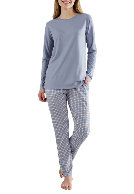 GÖTZBURG Damen Pyjama blau kariert