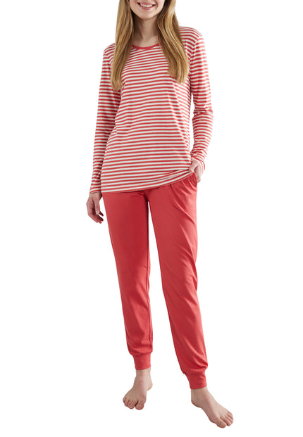 GÖTZBURG Damen Pyjama rot quergestreift