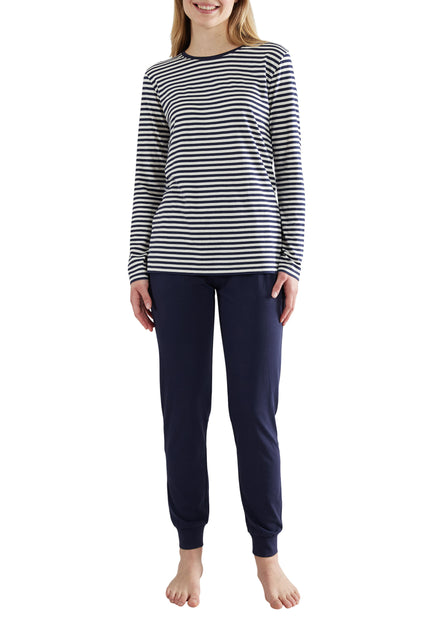 GÖTZBURG Damen Pyjama blau quergestreift