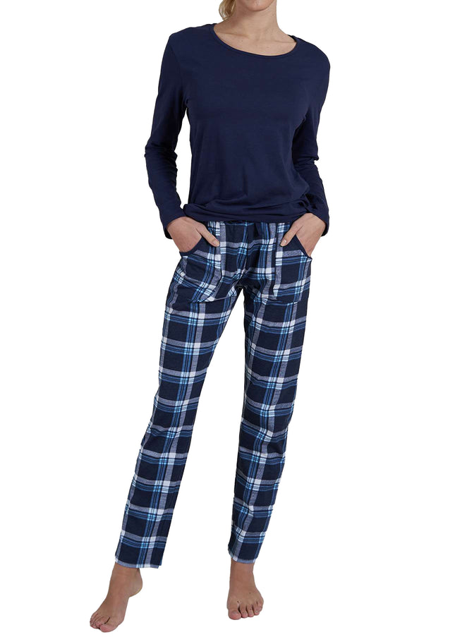 GÖTZBURG Damen Pyjama blau bedruckt