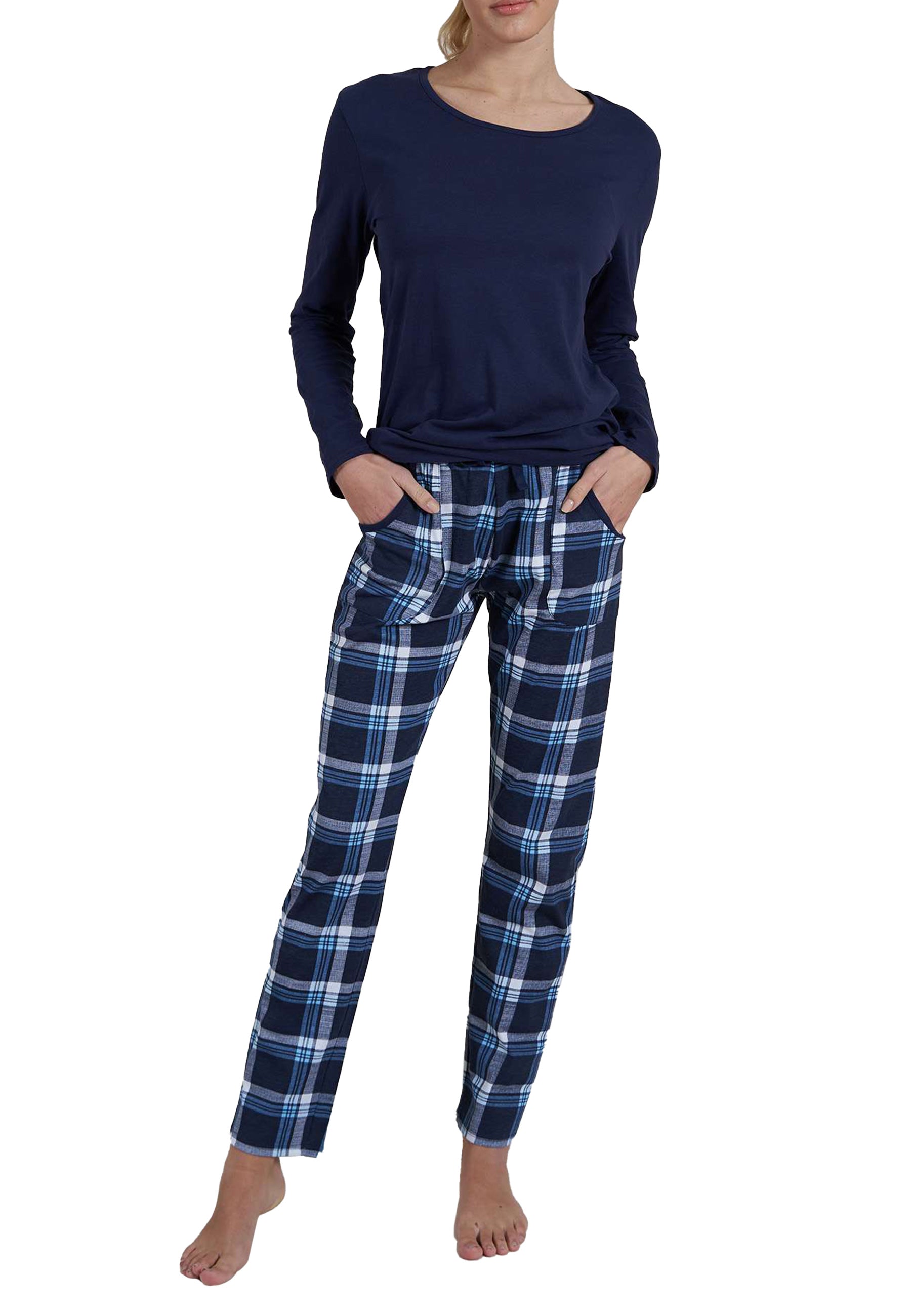 GÖTZBURG Damen Pyjama blau bedruckt