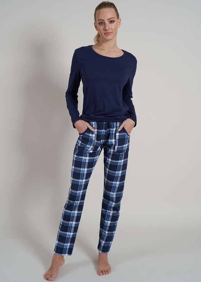 GÖTZBURG Damen Pyjama blau bedruckt