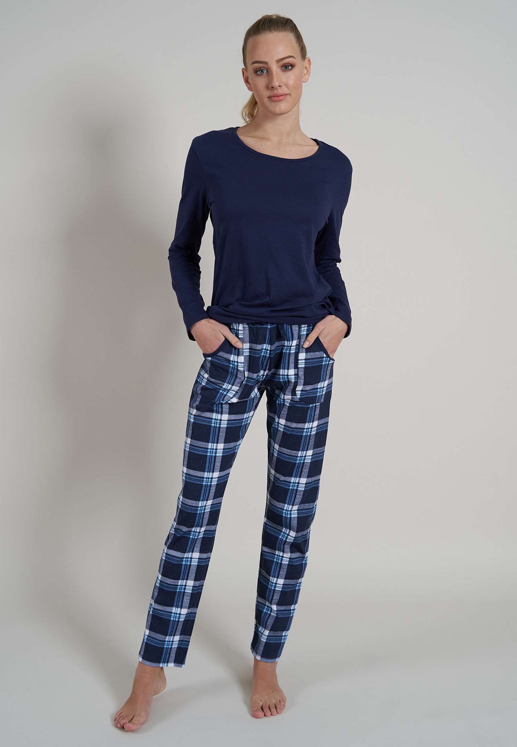GÖTZBURG Damen Pyjama blau bedruckt