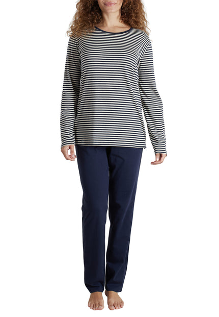 GÖTZBURG Damen Pyjama blau quergestreift
