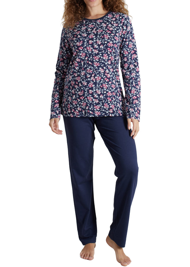 GÖTZBURG Damen Pyjama blau bedruckt