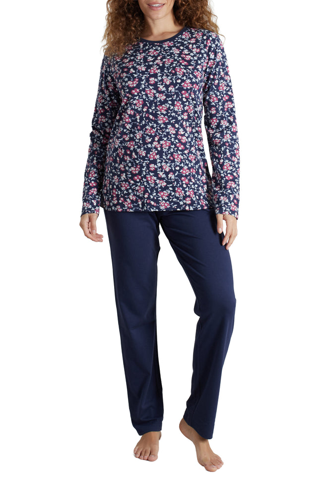 GÖTZBURG Damen Pyjama blau bedruckt