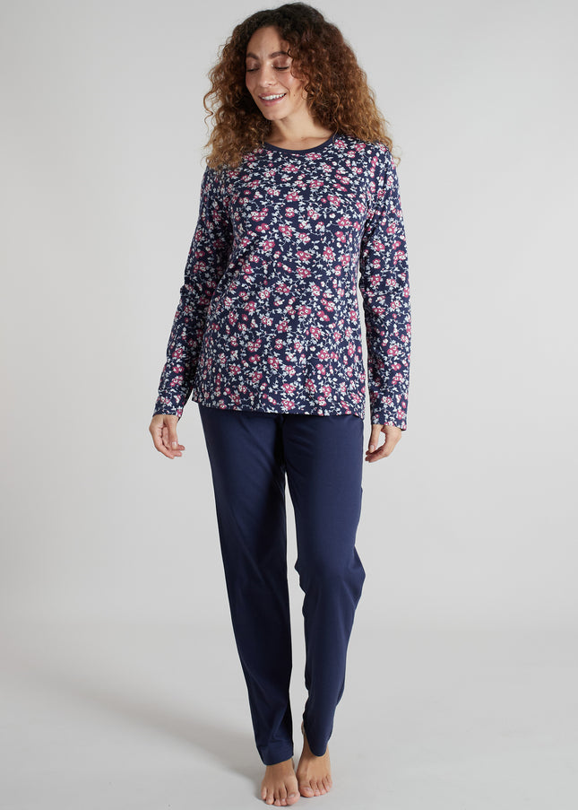 GÖTZBURG Damen Pyjama blau bedruckt