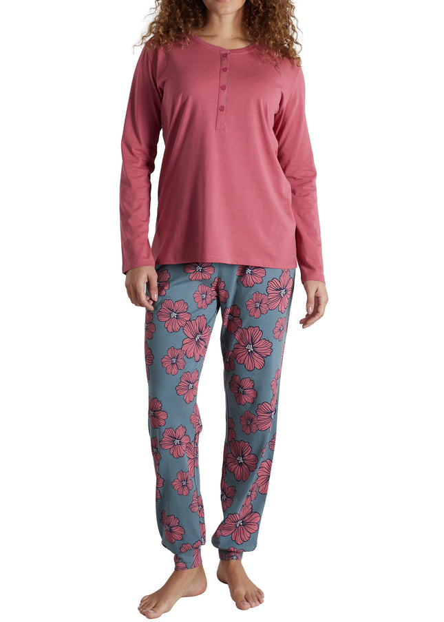 GÖTZBURG Damen Pyjama rot geblümt