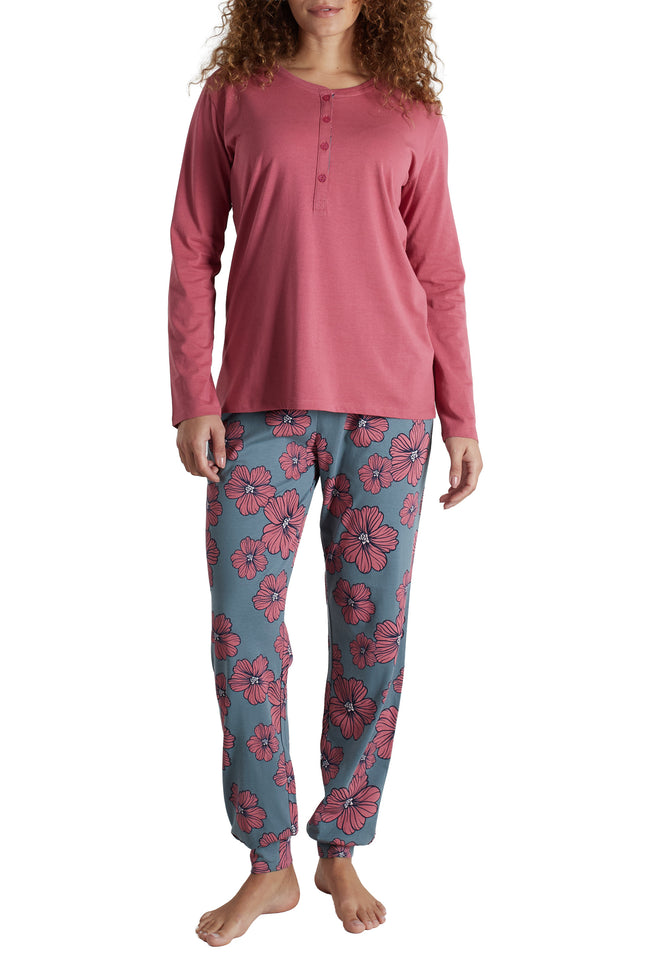 GÖTZBURG Damen Pyjama rot geblümt