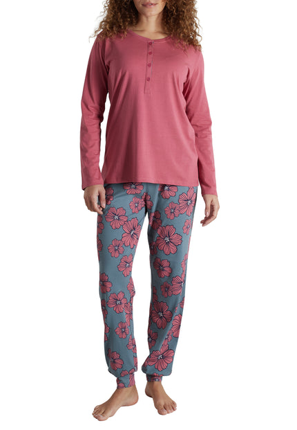 GÖTZBURG Damen Pyjama rot geblümt