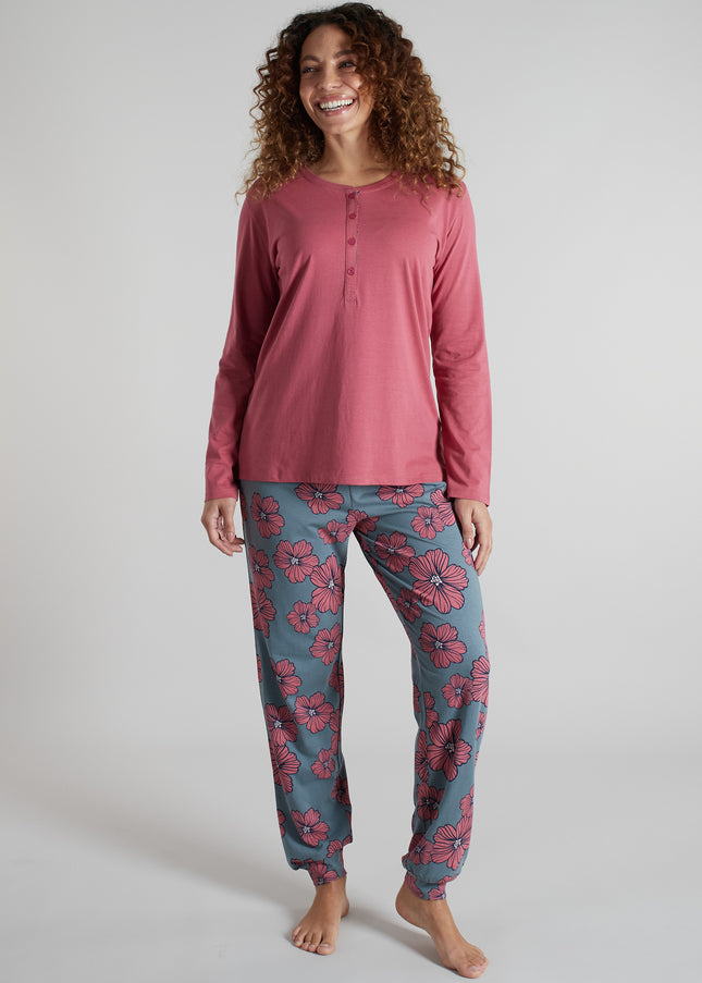 GÖTZBURG Damen Pyjama rot geblümt