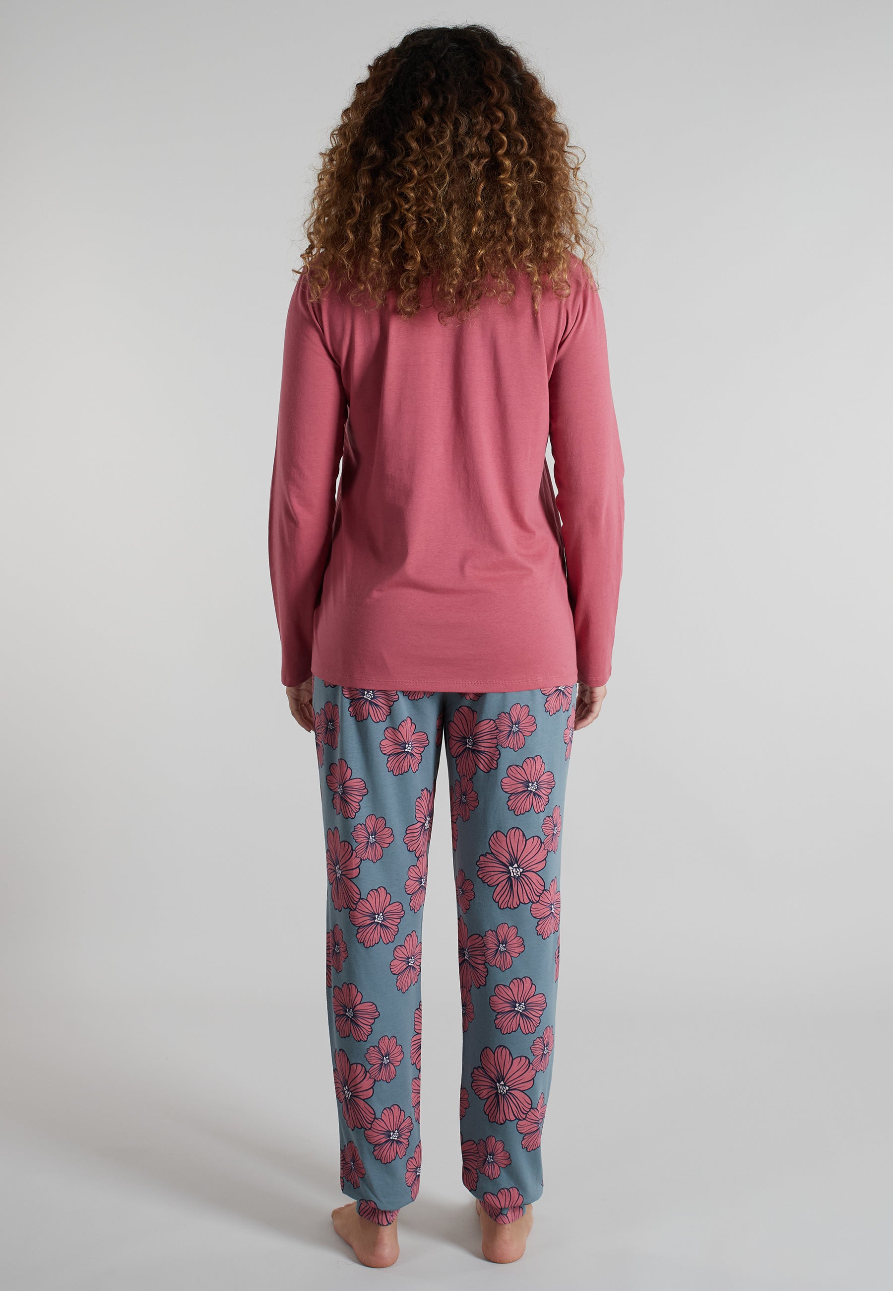 GÖTZBURG Damen Pyjama rot geblümt