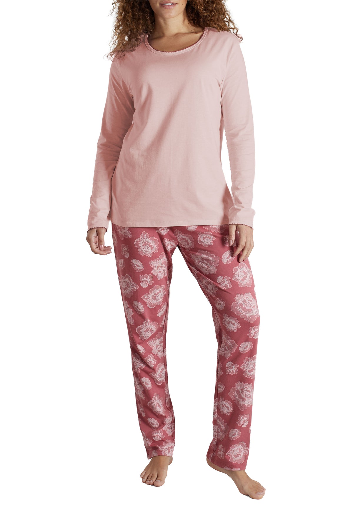 GÖTZBURG Damen Pyjama rot geblümt