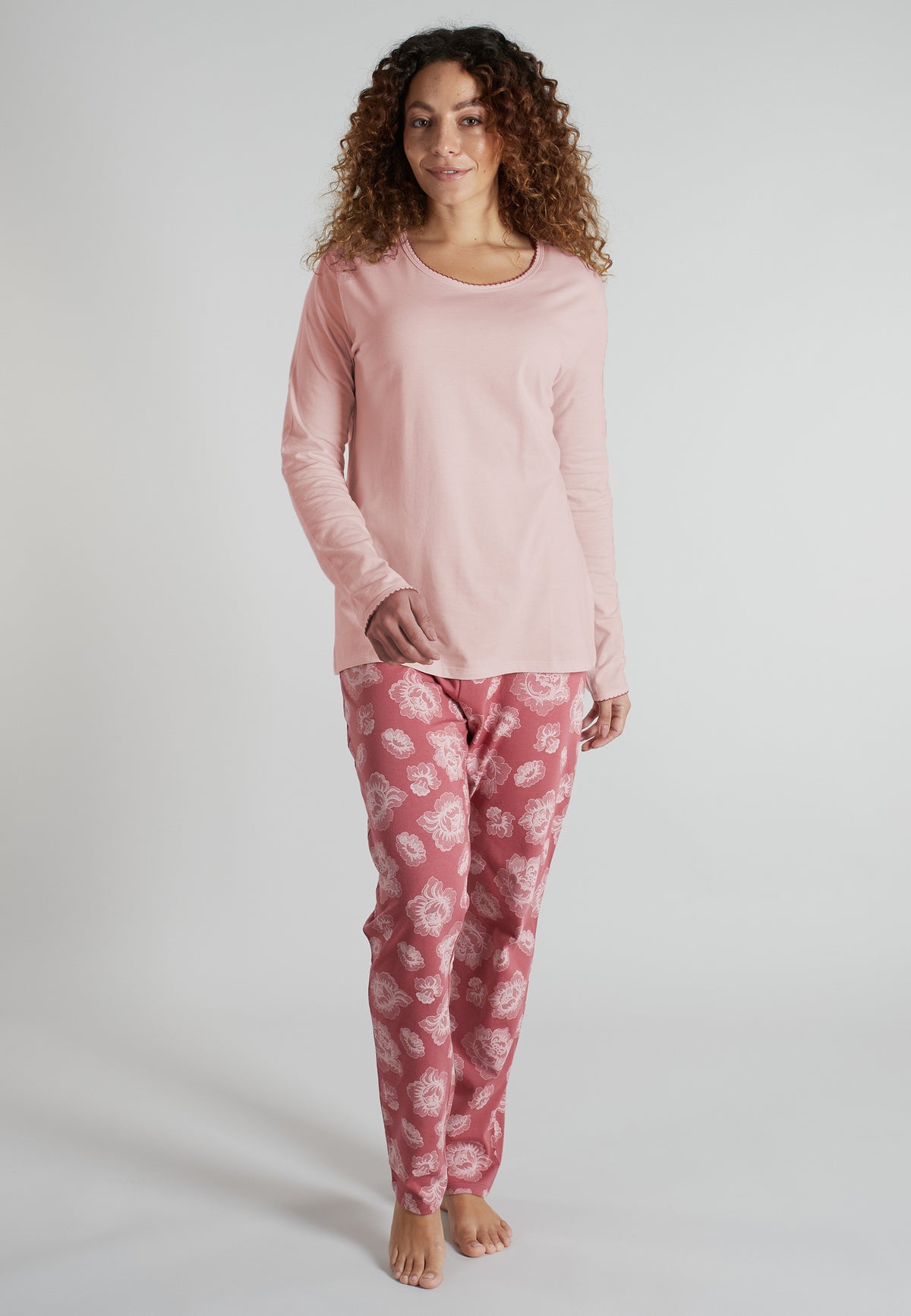 GÖTZBURG Damen Pyjama rot geblümt