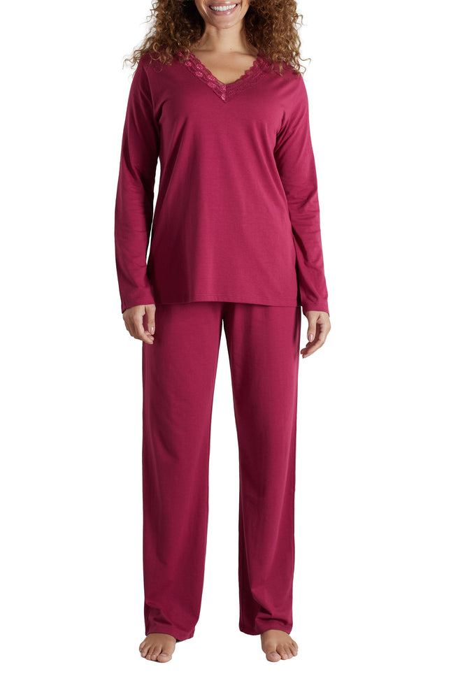 GÖTZBURG Damen Pyjama rot uni