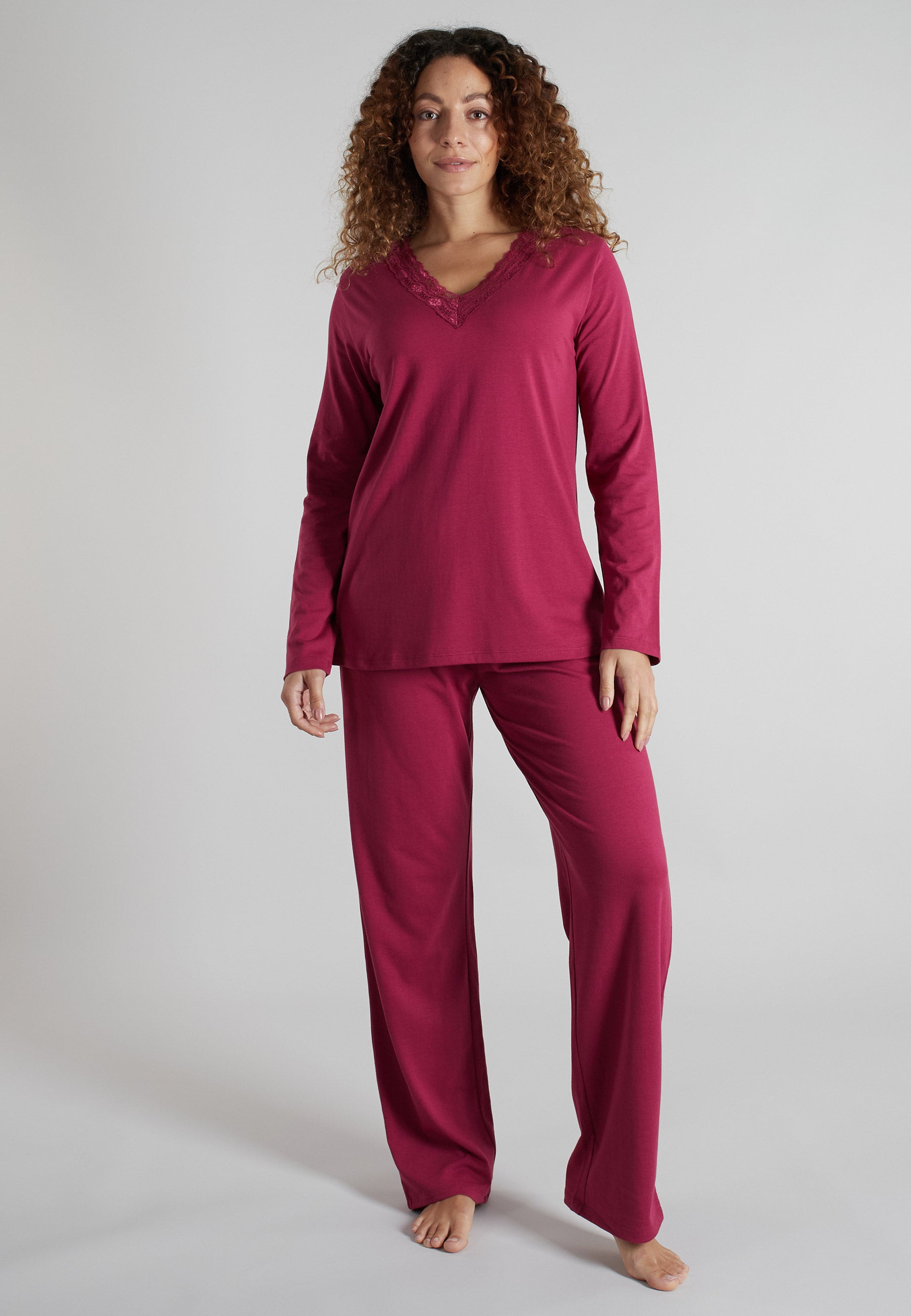 GÖTZBURG Damen Pyjama rot uni