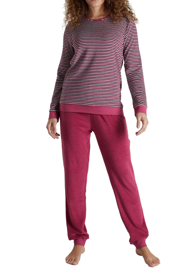 GÖTZBURG Damen Pyjama rot quergestreift