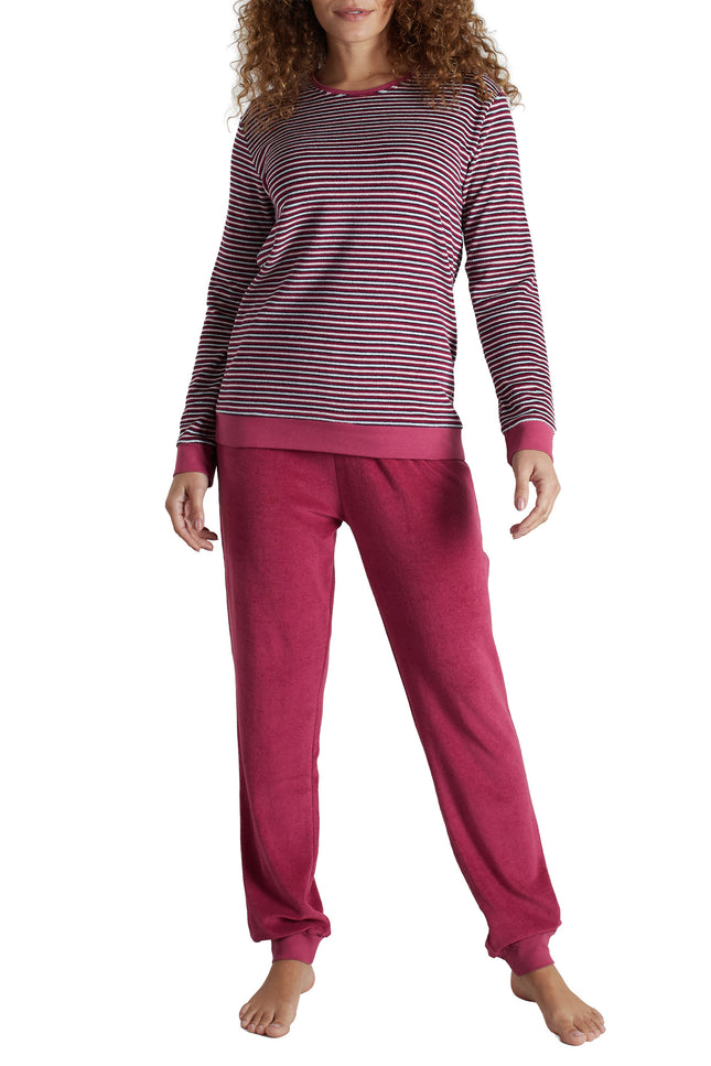 GÖTZBURG Damen Pyjama rot quergestreift