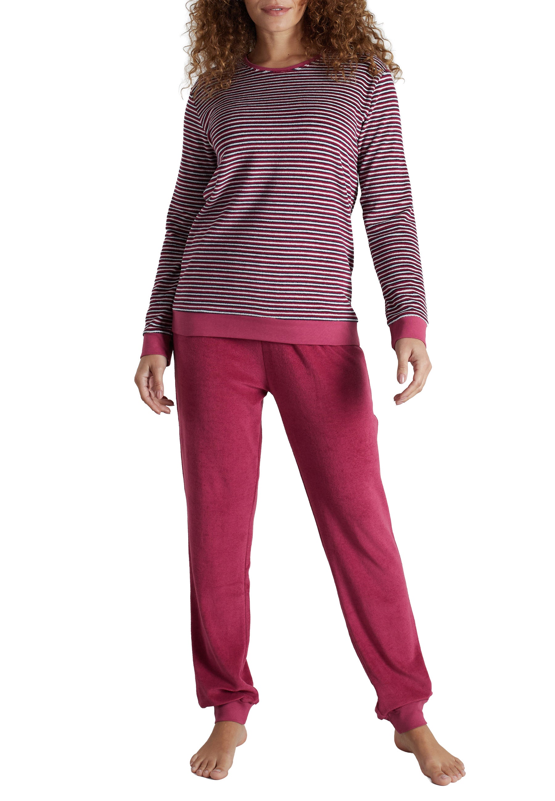 GÖTZBURG Damen Pyjama rot quergestreift
