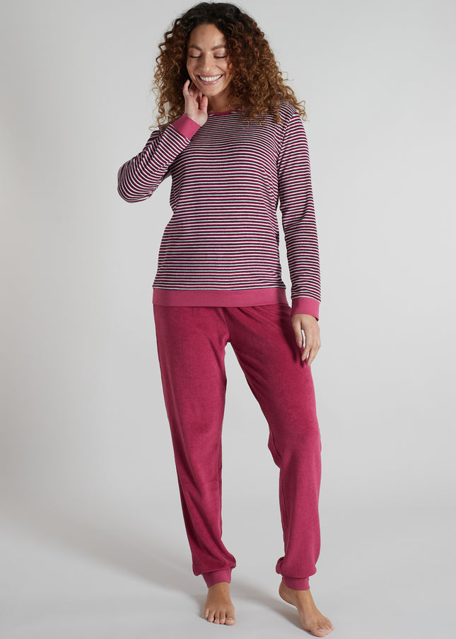 GÖTZBURG Damen Pyjama rot quergestreift