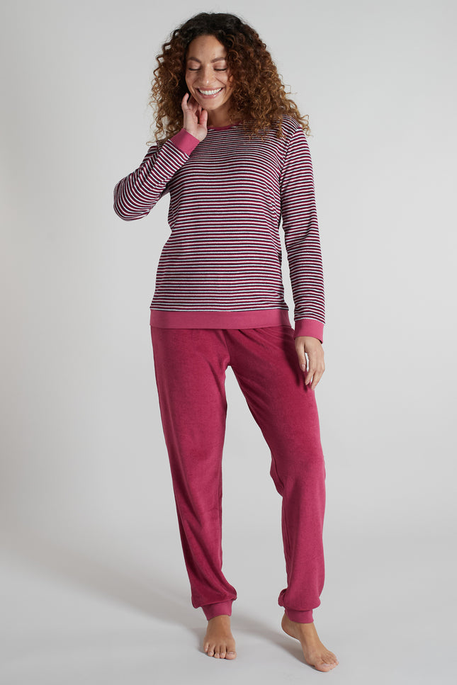 GÖTZBURG Damen Pyjama rot quergestreift