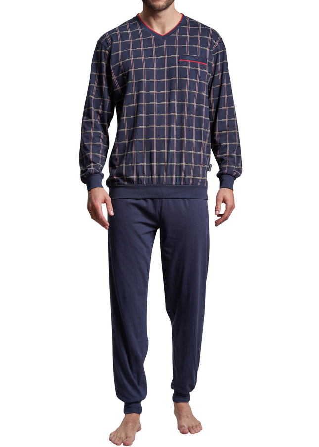 GÖTZBURG Herren Pyjama blau kariert