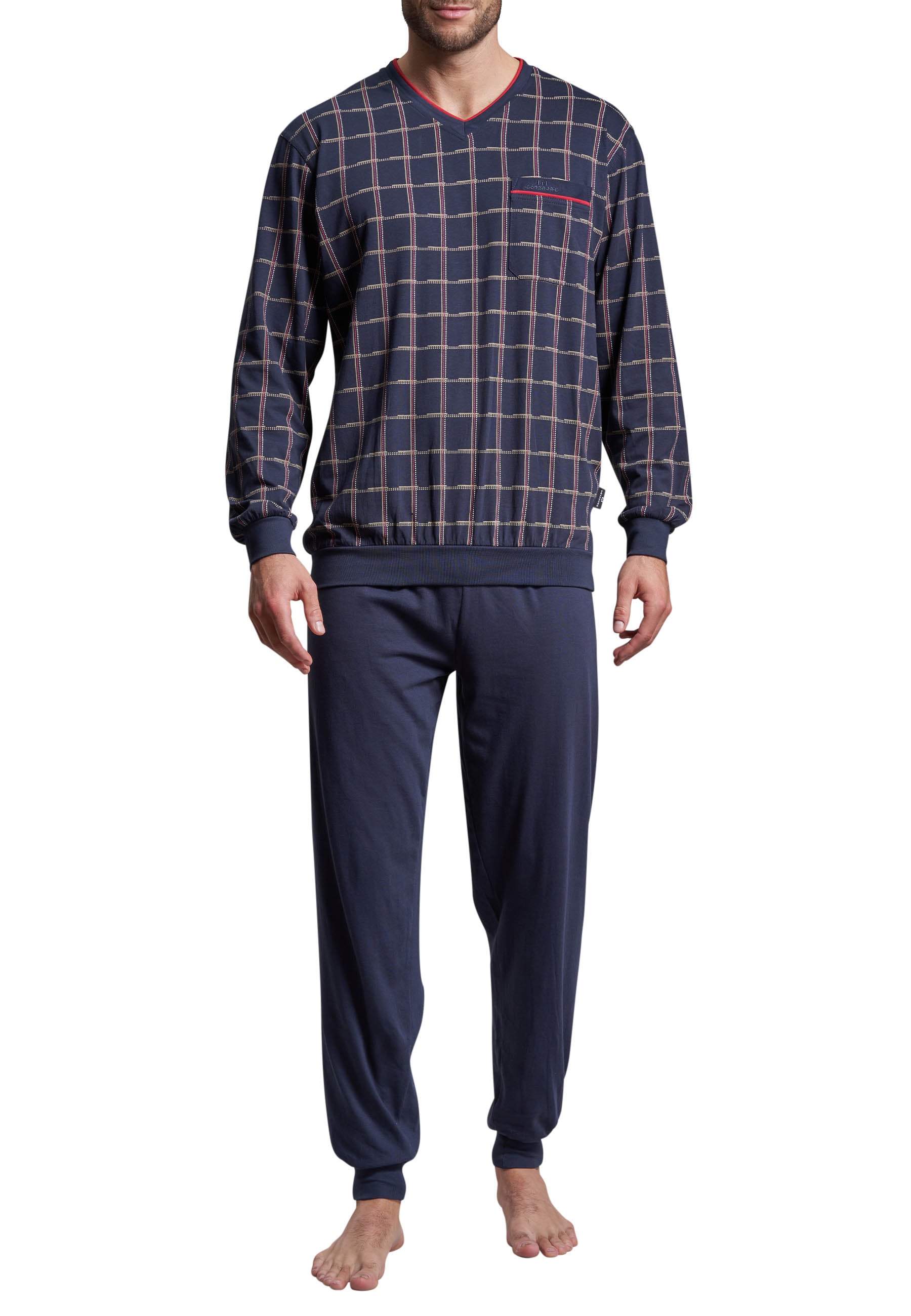 GÖTZBURG Herren Pyjama blau kariert