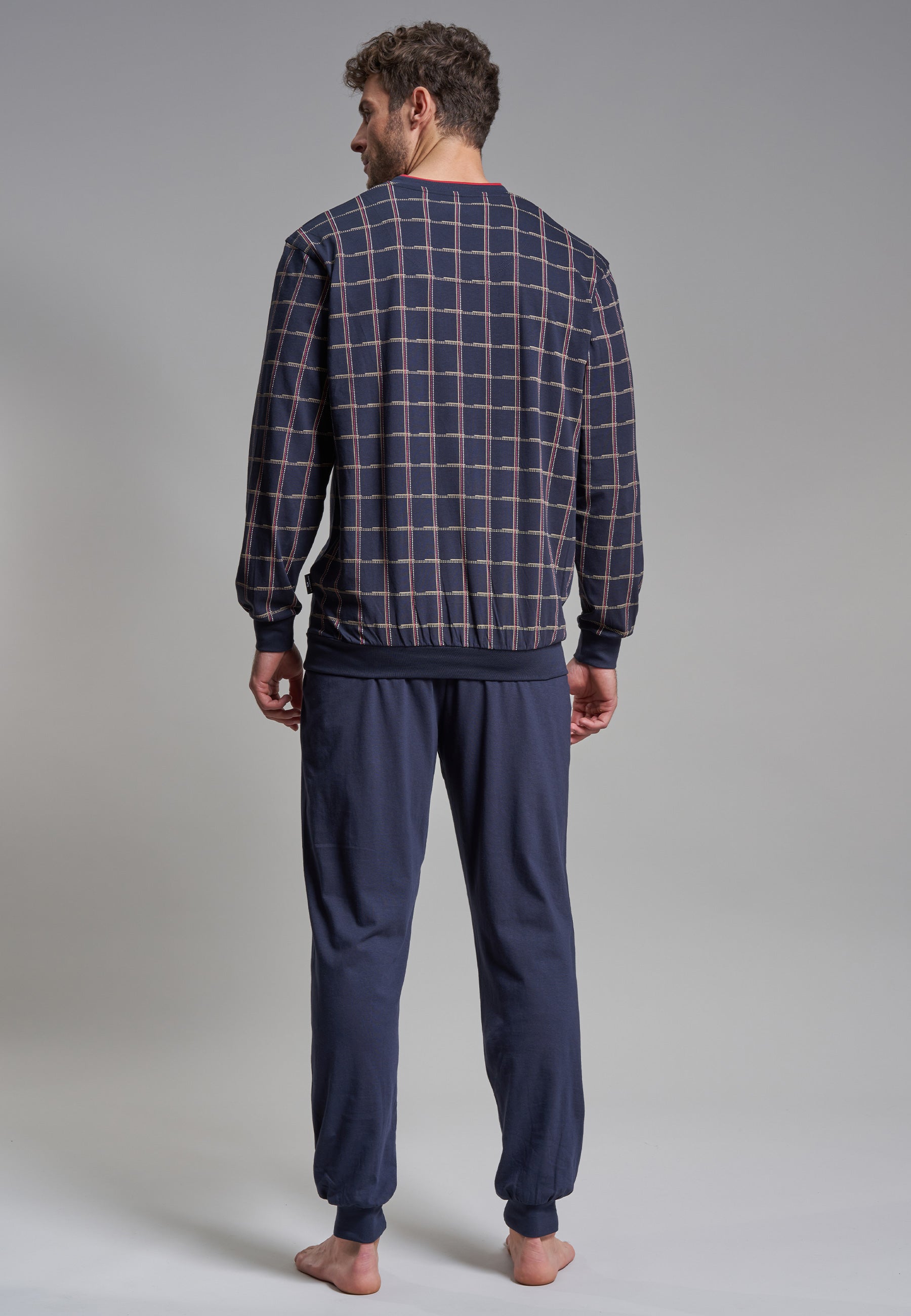 GÖTZBURG Herren Pyjama blau kariert