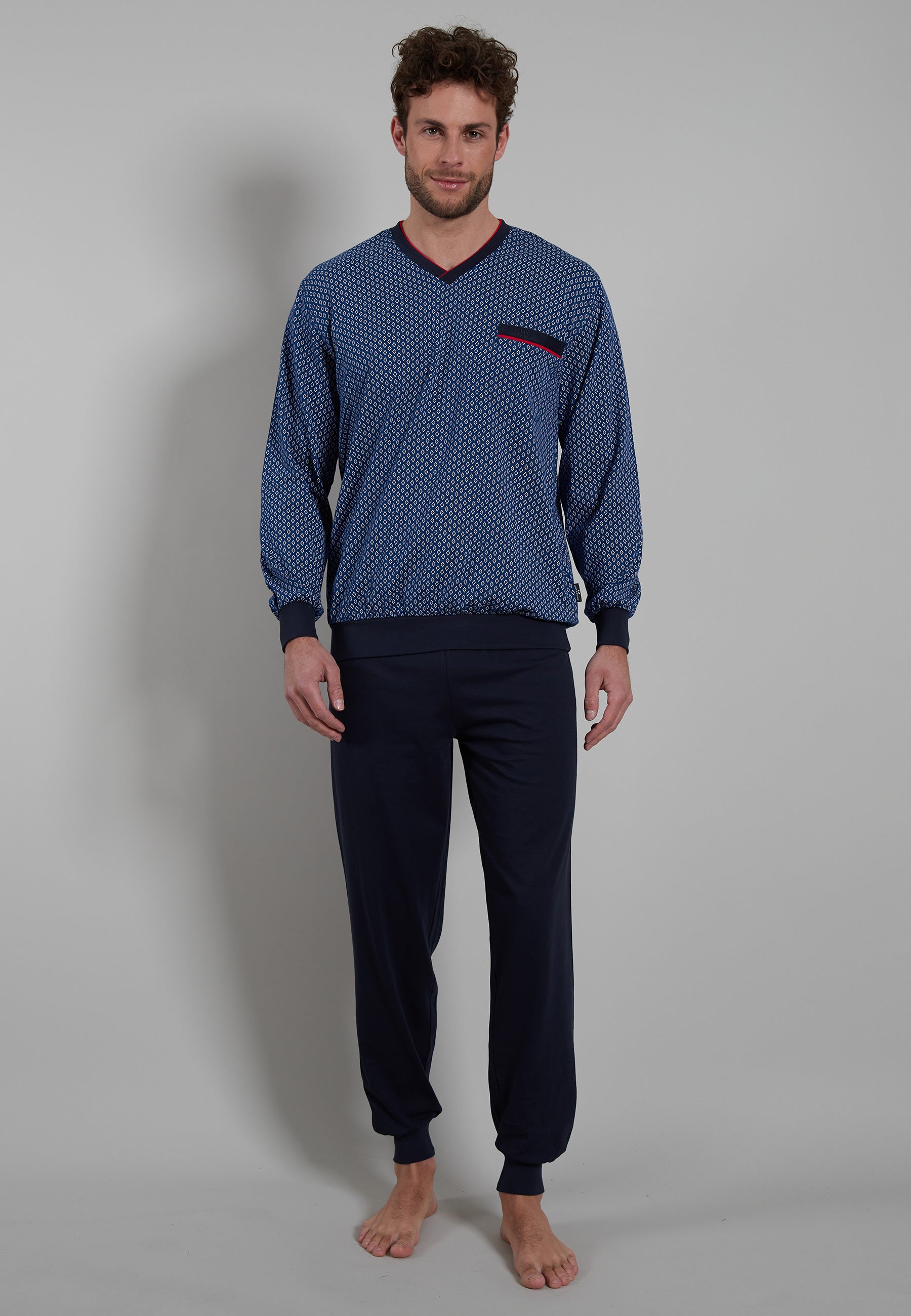 GÖTZBURG Herren Pyjama blau bedruckt