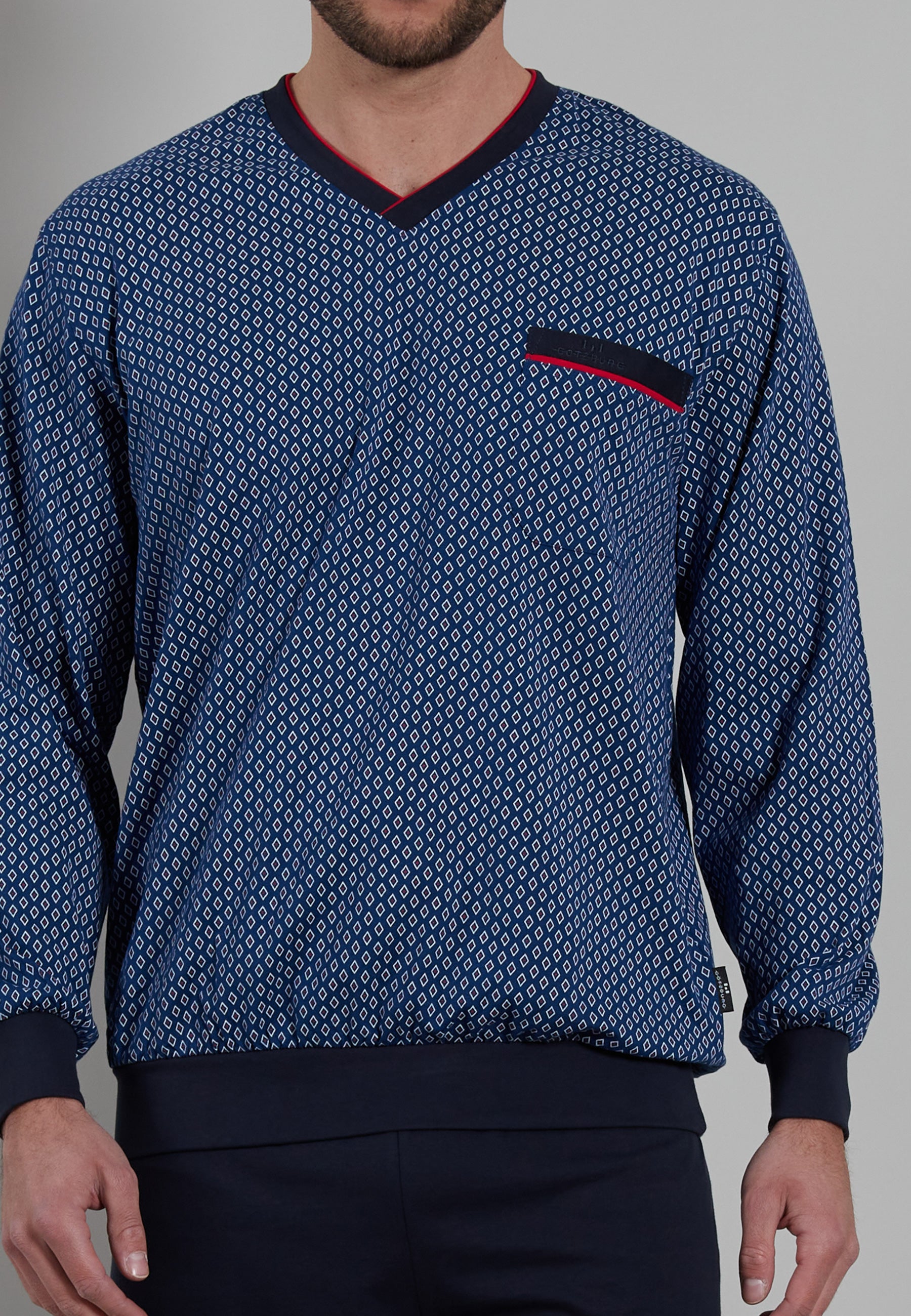 GÖTZBURG Herren Pyjama blau bedruckt