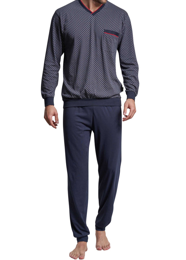 GÖTZBURG Herren Pyjama blau bedruckt