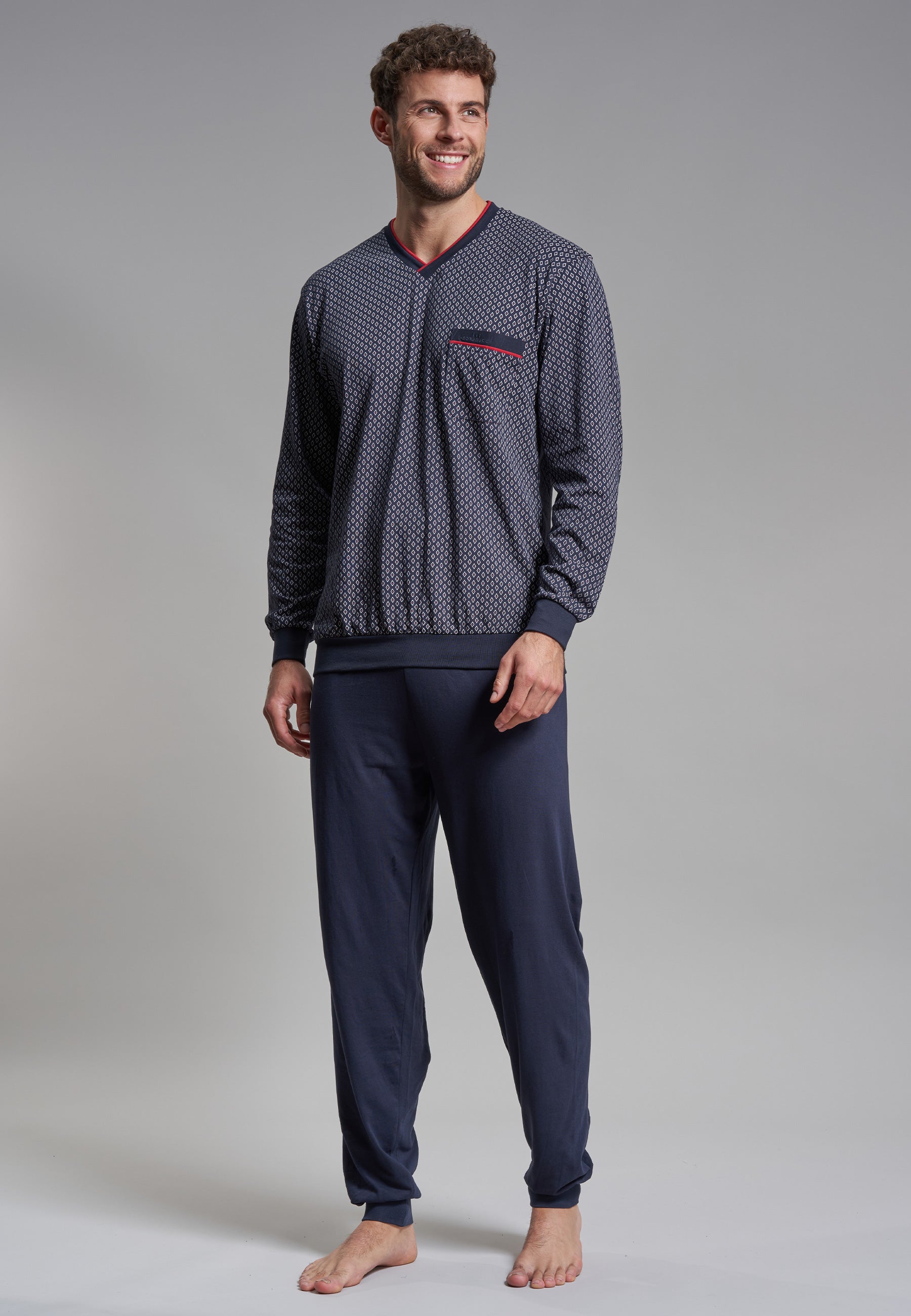 GÖTZBURG Herren Pyjama blau bedruckt